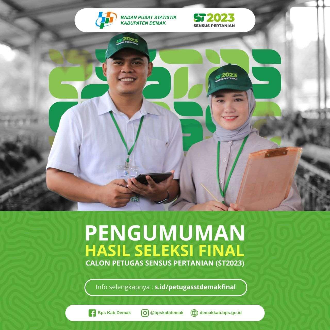 PENGUMUMAN HASIL SELEKSI WAWANCARA DAN LMS ELEARNING REKRUTMEN PETUGAS SENSUS PERTANIAN 2023