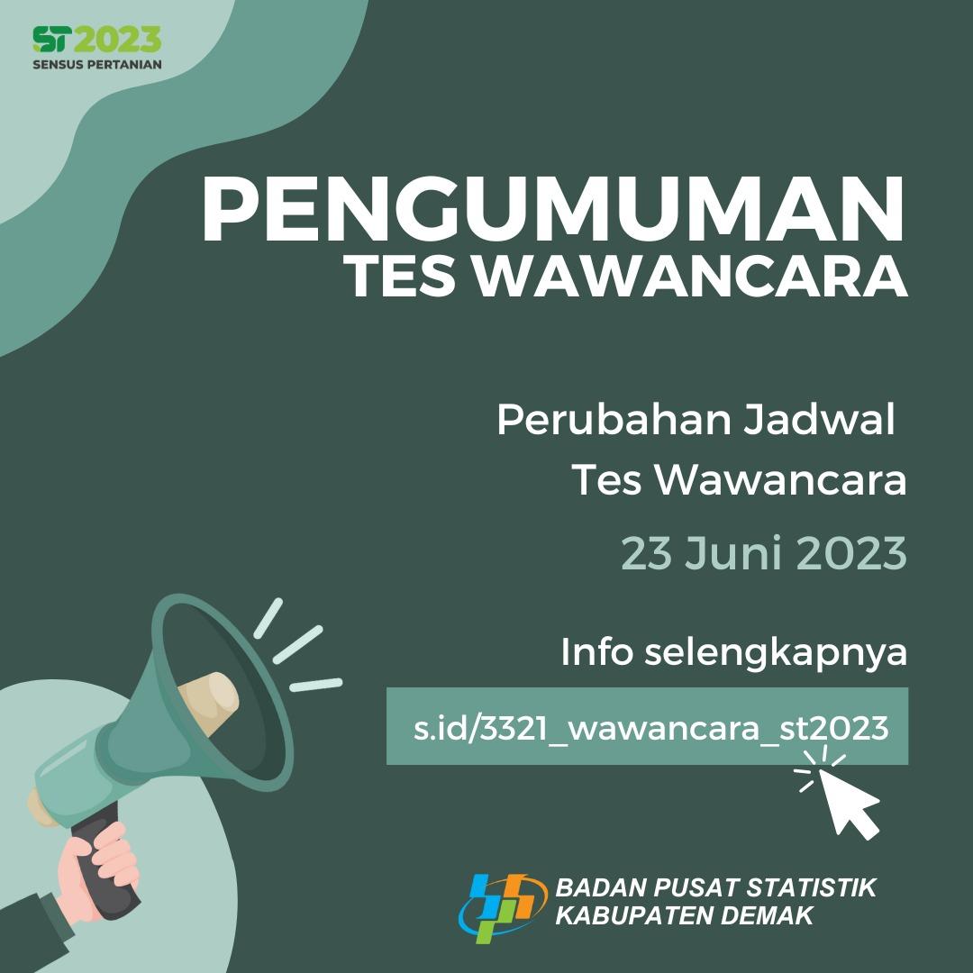 Pengumuman Tes Wawancara Rekrutmen Petugas Pengolahan Data Sensus Pertanian 2023