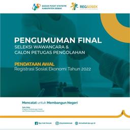 Pengumuman Hasil Seleksi Calon Petugas Pengolahan Regsosek 2022